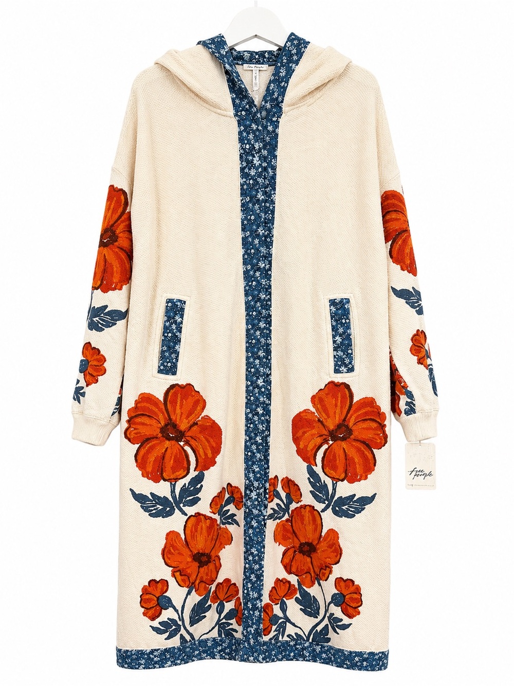 Free People Floral Hooded Cardigan Sweater